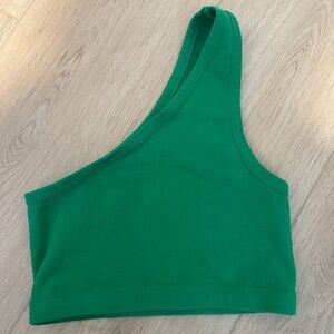 Zara Green Asymmetrical Crop Tank Top